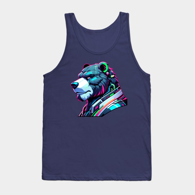 Cyberpunk Neon Furry Anthro Bear Tank Top by Blue Bull Bazaar